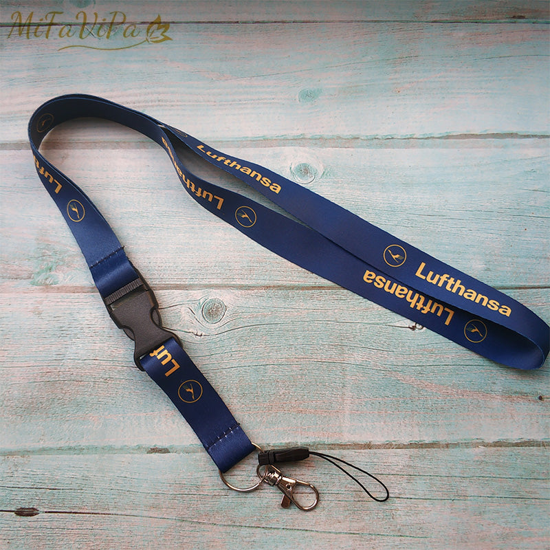 Navy Blue Lufthansa Neck Strap Chaveiro Key Chain AV8R