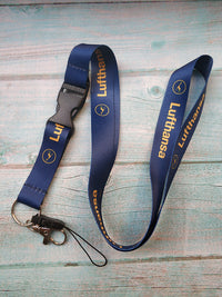 Thumbnail for Navy Blue Lufthansa Neck Strap Chaveiro Key Chain AV8R