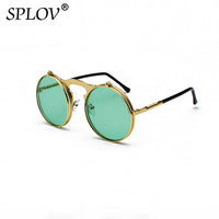 Thumbnail for Vintage Steampunk Flip Sunglasses Retro Round Metal Frame Sun Glasses AV8R