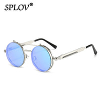 Thumbnail for Vintage Steampunk Flip Sunglasses Retro Round Metal Frame Double Beam Sun Glasses AV8R