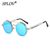 Thumbnail for Vintage Steampunk Flip Sunglasses Retro Round Metal Frame Double Beam Sun Glasses AV8R