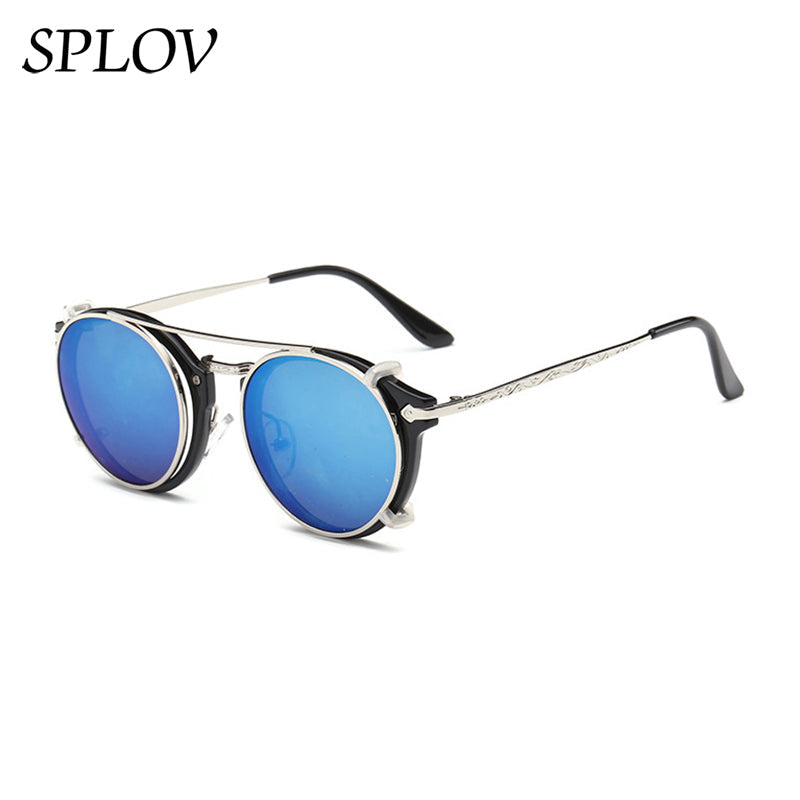 Fashion Vintage Steam Punk Round Clip On Sunglasses Men Women AV8R