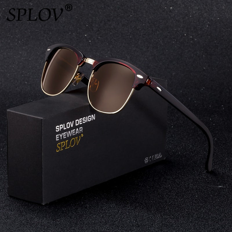 Semi Rimless Polarized Sunglasses Men Women Vintage Metal Sun Glasses AV8R