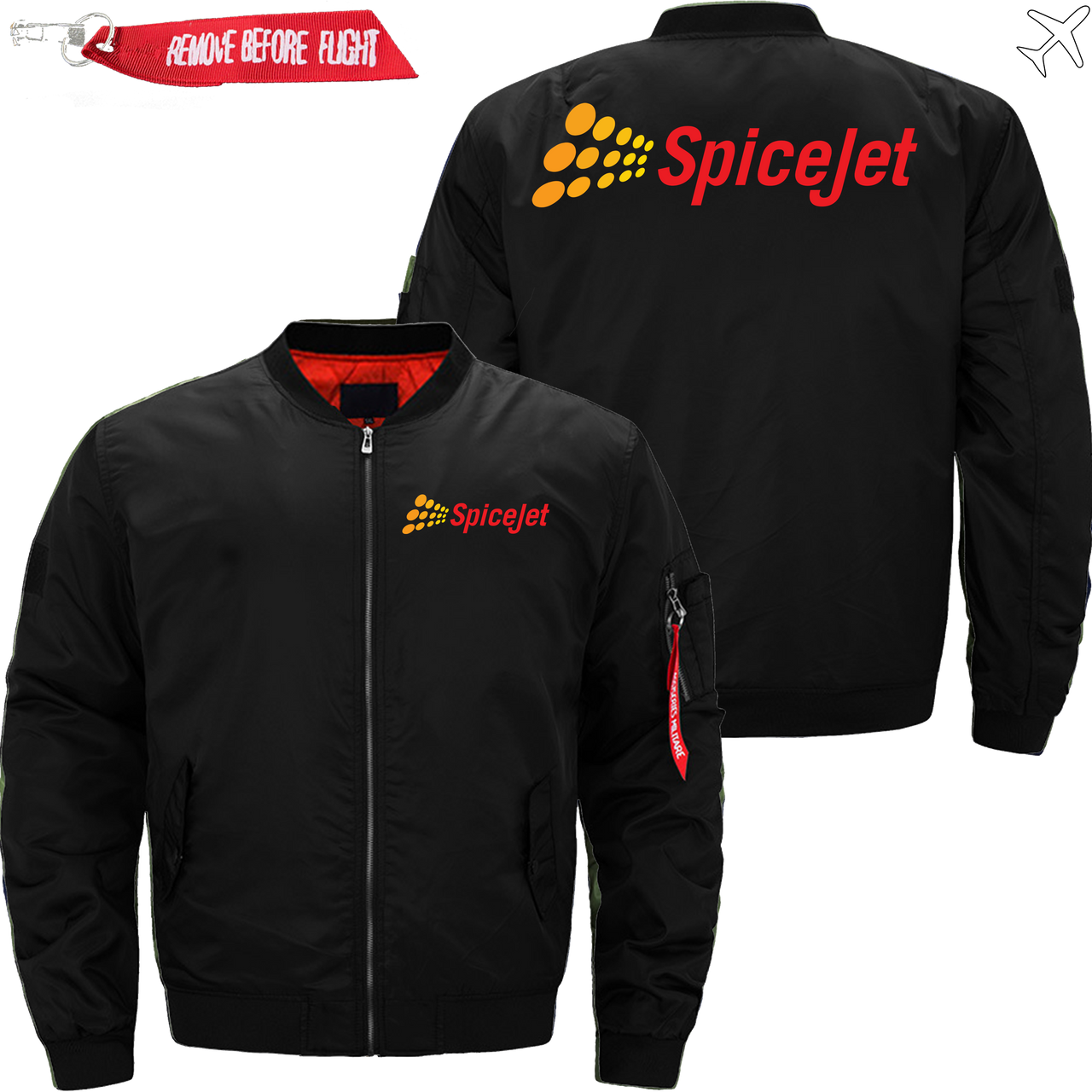 SPICEJET AIRLINE Ma-1 Bomber Jacket Flight Jacket Aviator Jacket MA1 BOMBER