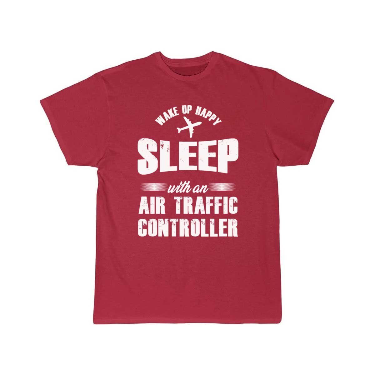 Wake Up Happy Atc Work Line Art Aviation T-SHIRT THE AV8R