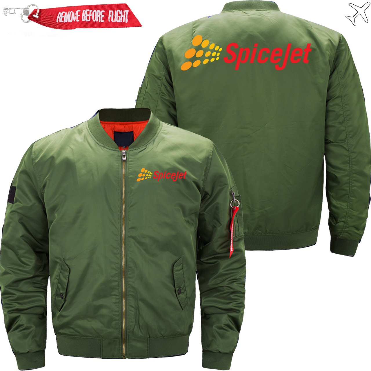 SPICEJET AIRLINE Ma-1 Bomber Jacket Flight Jacket Aviator Jacket MA1 BOMBER