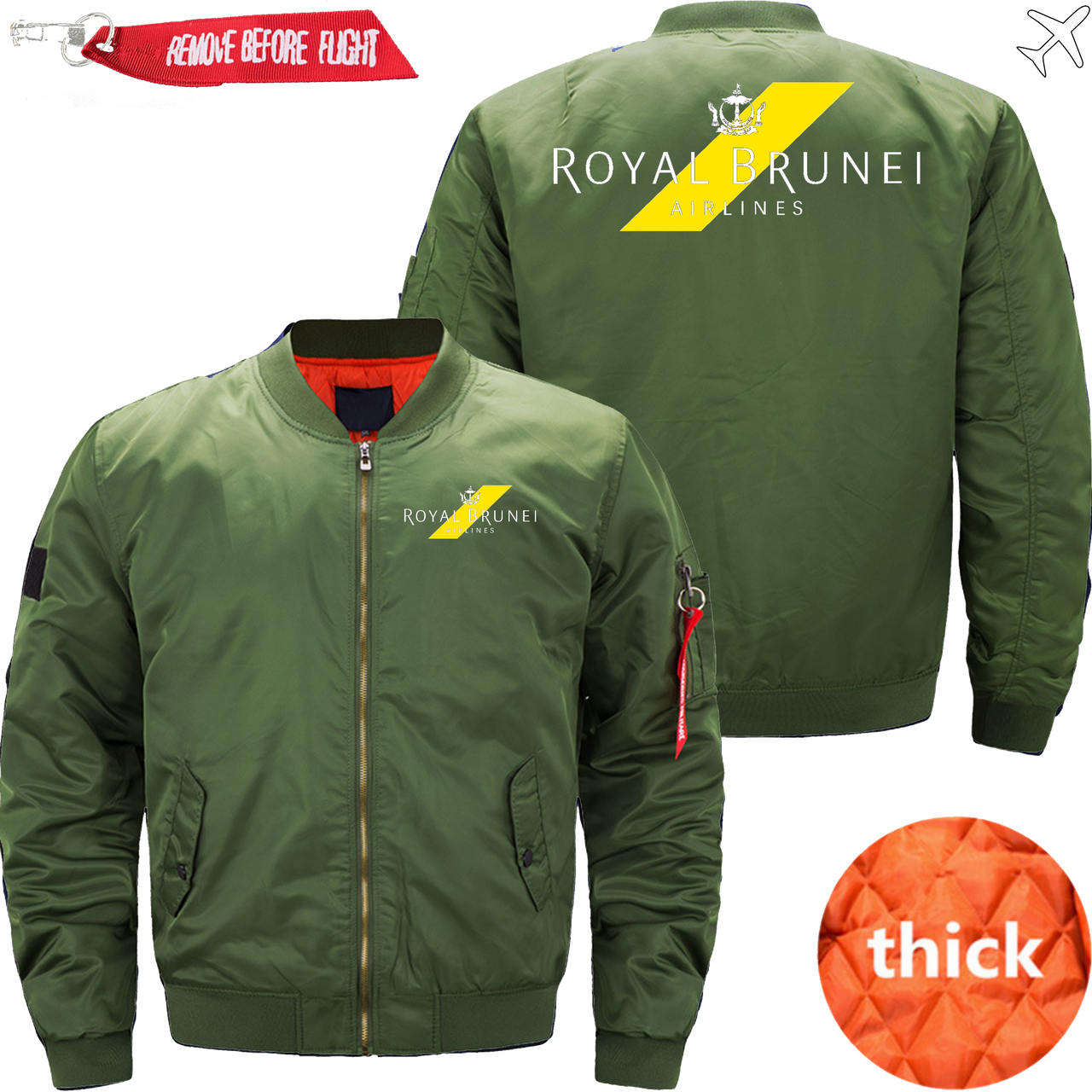 ROYAL BRUNEI AIRLINE MA-1 BOMBER JACKET FLIGHT JACKET  AVIATOR JACKET MA1 BOMBER