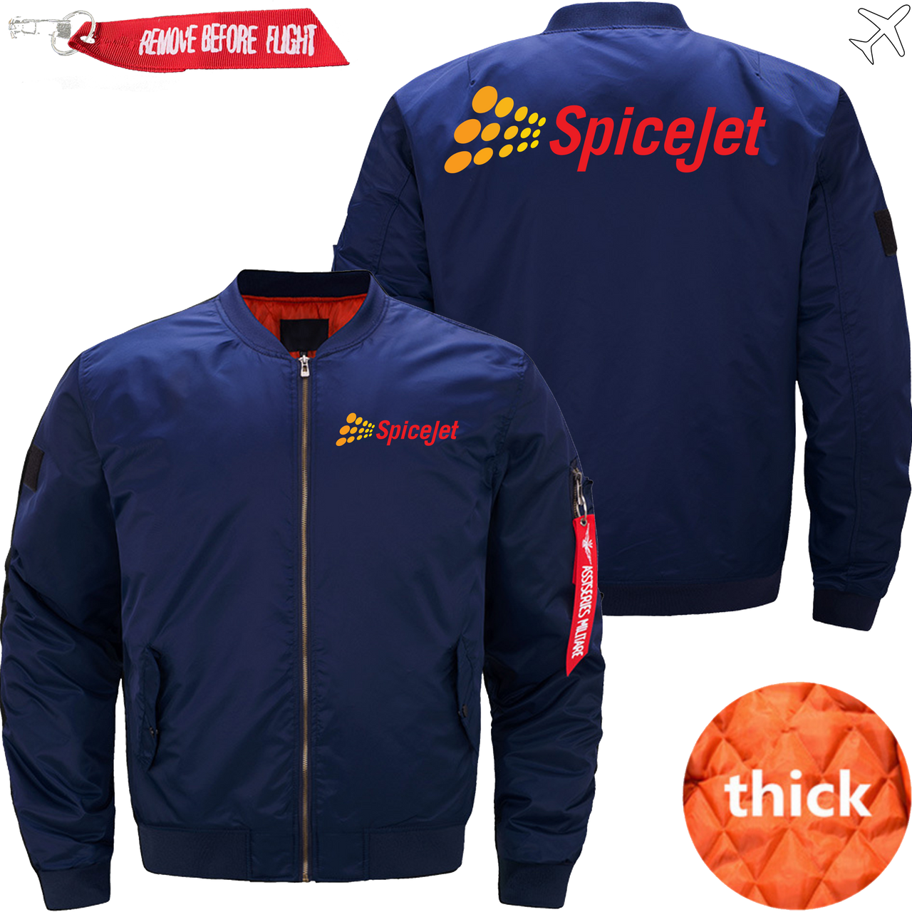 SPICEJET AIRLINE Ma-1 Bomber Jacket Flight Jacket Aviator Jacket MA1 BOMBER