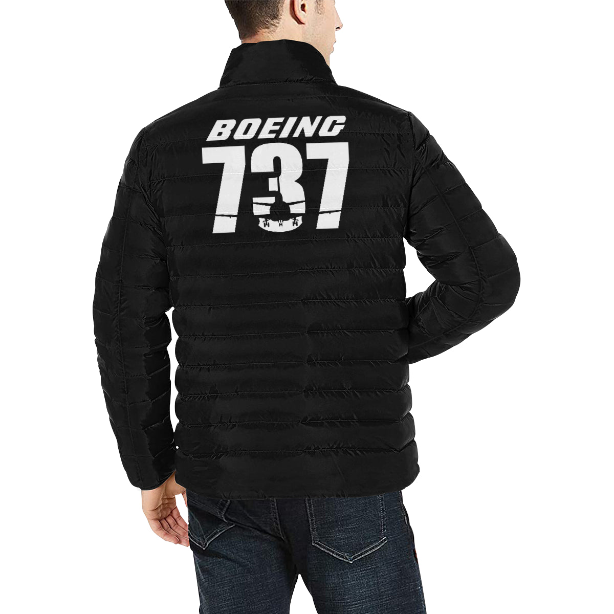 Boeing 737 Men's Stand Collar Padded Jacket e-joyer