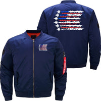 Thumbnail for Airforce US Flag Fighter Jet Patriotic Veteran JACKET THE AV8R