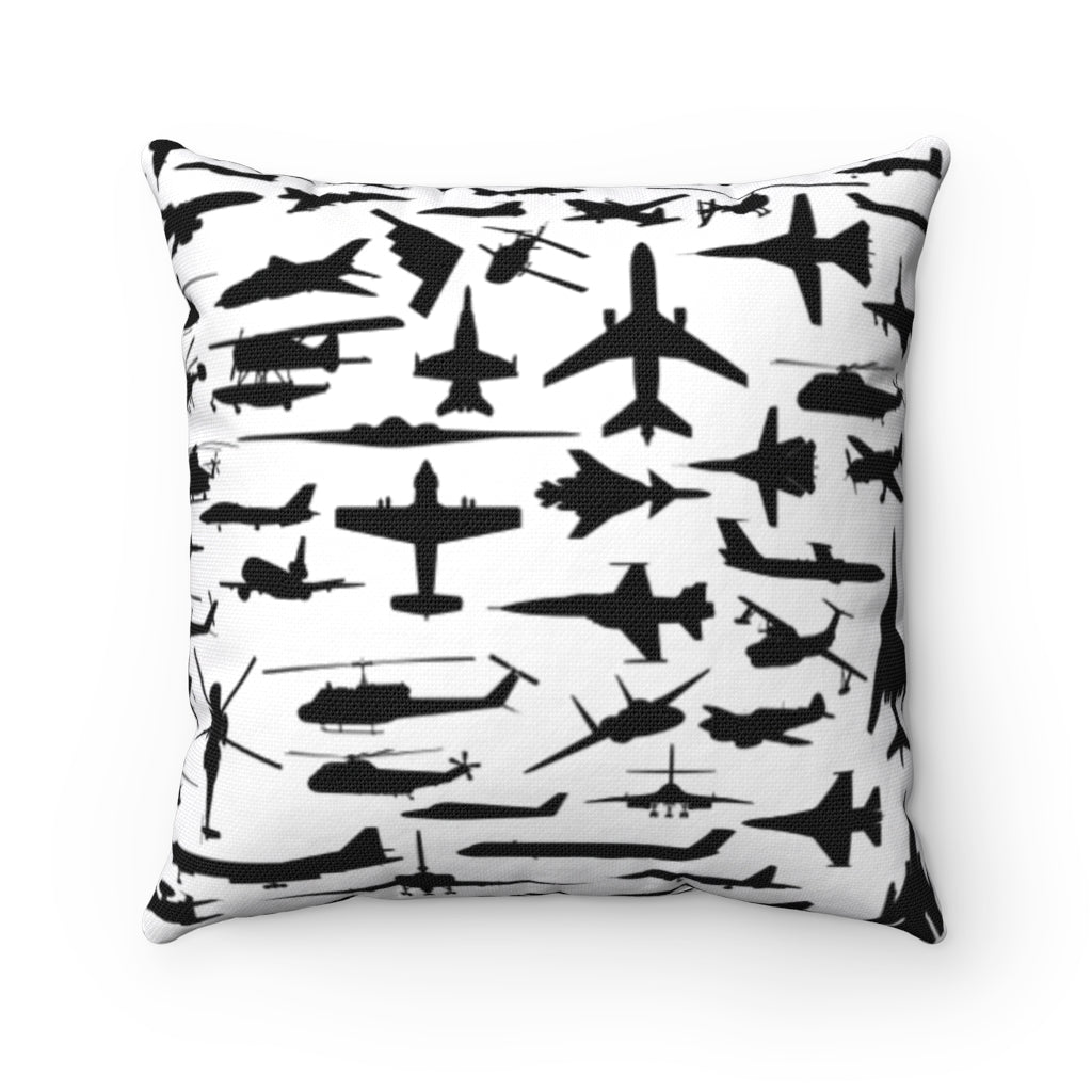 BALCK AIRPLANES PILLOW Printify