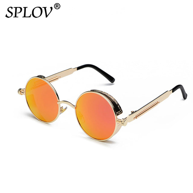 Retro Round Steam Punk Sunglasses Men Women Brand Designer Small Circle Sun Glasses AV8R