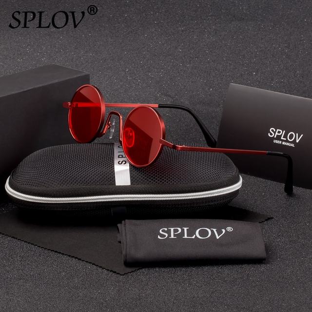 SPLOV Vintage Rap Sunglasses Men Women Steam Punk Style Hip-Hop Small Round Metal AV8R