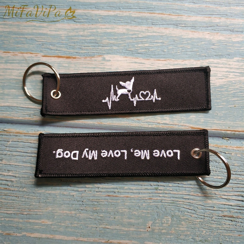 Embroidery Lovely Dog My Dog Key Ring THE AVIATOR