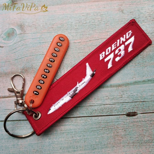 Boeing 737  Embroidery  Key Rings THE AVIATOR