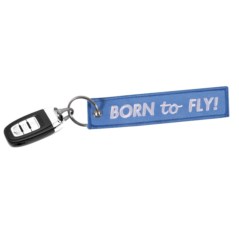 BORN TO FLY Embroidery  Key Ring Chain THE AVIATOR