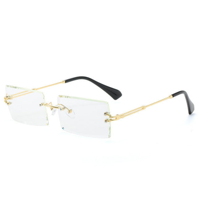 Trendy Rimless Rectangle Sunglasses New Cut Design Luxury Square Glasses AV8R