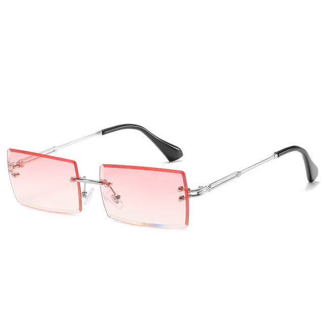 Trendy Rimless Rectangle Sunglasses New Cut Design Luxury Square Glasses AV8R